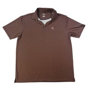 Preowned Mens Rhoback AOP Virginia Orange Blue Print Performance Golf Polo Sz L